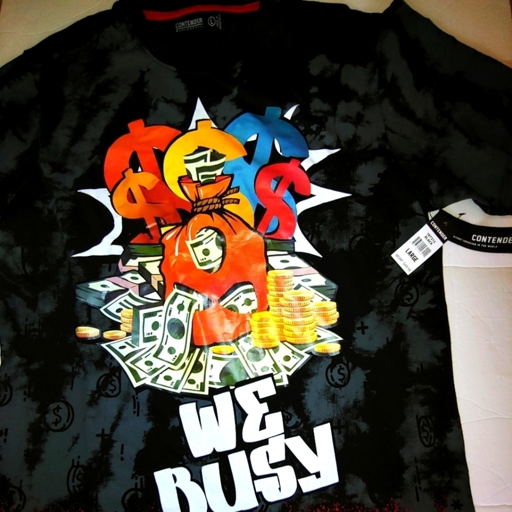 NWT Contender Money Bag We Busy T-Shirt L
